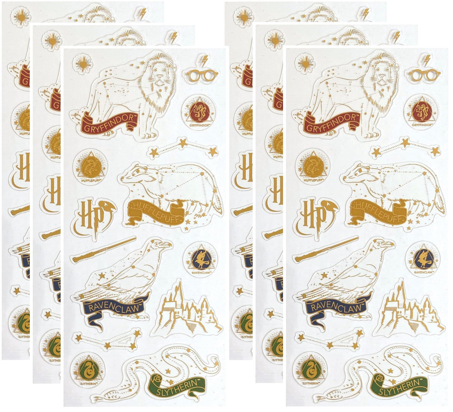 Paper House Productions Harry Potter Hogwarts House Constellations Set of 6 Shiny Foil Enamel Effect Sticker Sheets