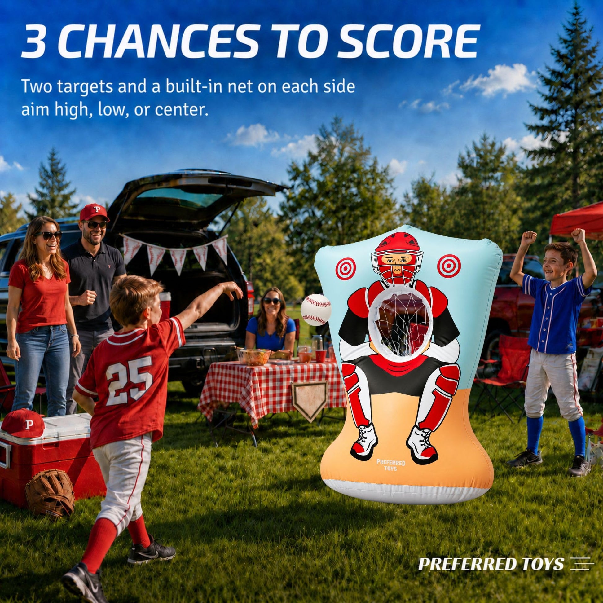 Preferred Toys Inflatable Baseball Pitching Target Toss for Kids, Red/Blue