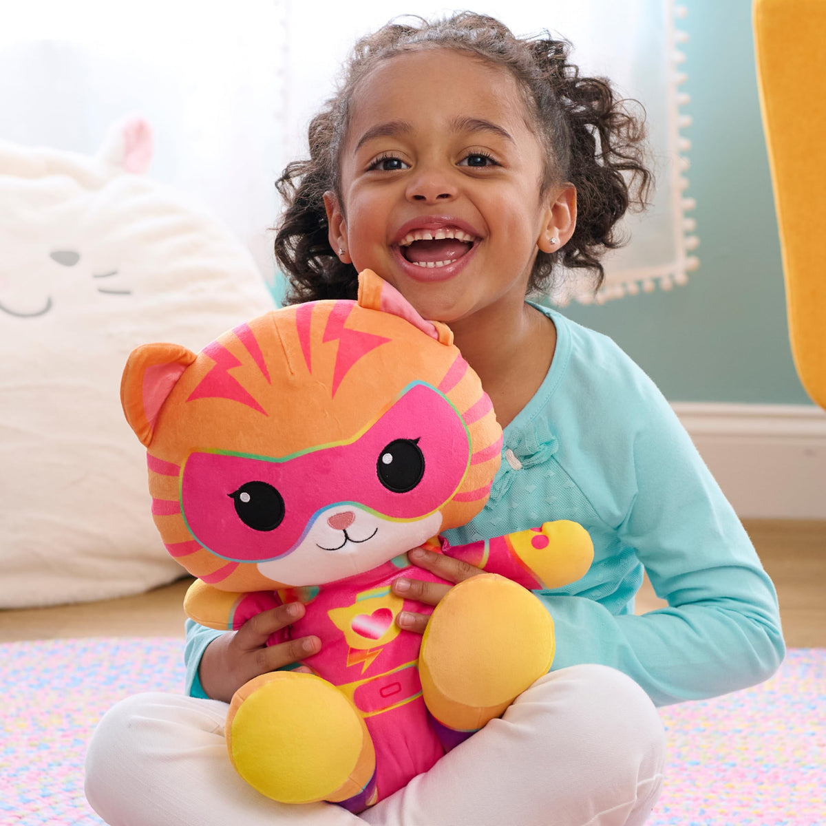 Disney Junior SuperKitties Su-Purr Charged Ginny Weighted Plush, Kids Toys for Ages 3 Up by Just Play