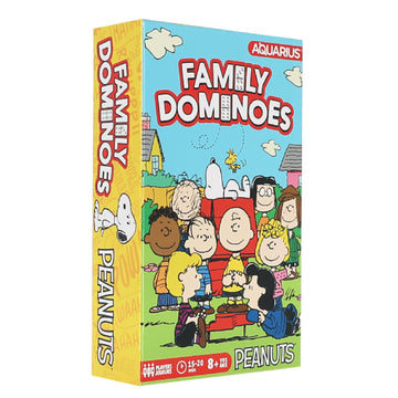AQUARIUS Peanuts Family Double 6 Dominoes Game - Snoopy & Friends Classic Domino Set for Kids and Adults - 28 Durable Tiles, Officially Licensed