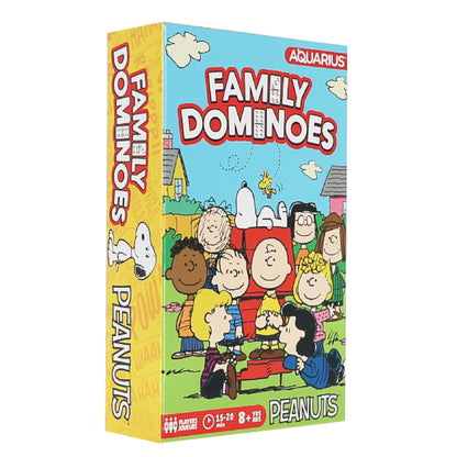 AQUARIUS Peanuts Family Double 6 Dominoes Game - Snoopy & Friends Classic Domino Set for Kids and Adults - 28 Durable Tiles, Officially Licensed