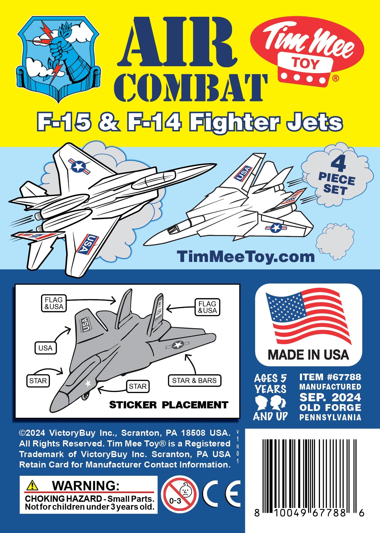 TimMee Plastic Army Men Combat Fighter Jets - 4pc White Airplanes Made in USA