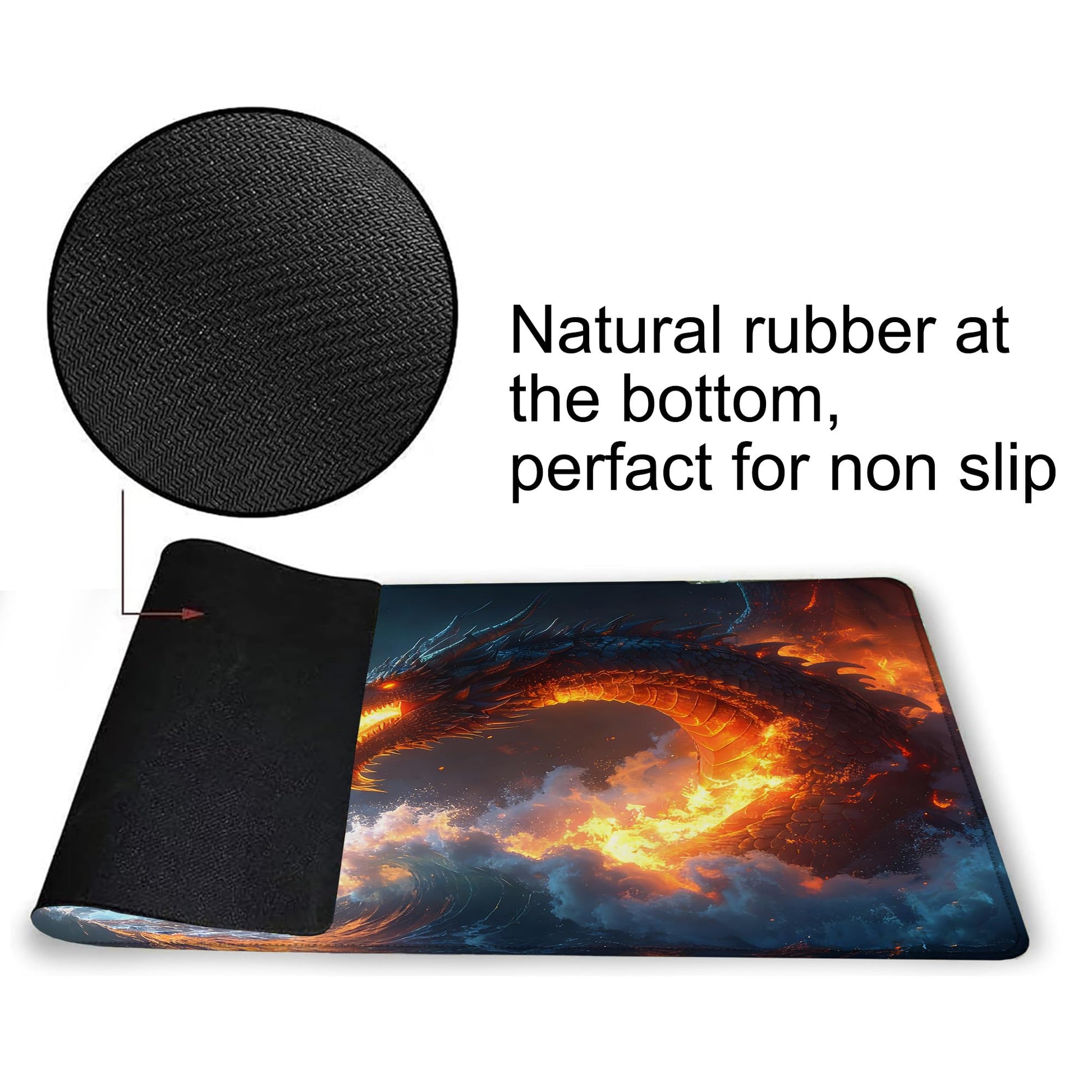 for MTG Playmat 24 x 14 Inches Majestic Dragon Unleashes Fiery Magic Play Mat Card Game Mat for Magic The Gathering TCG PTCG Playmat with Free Storage