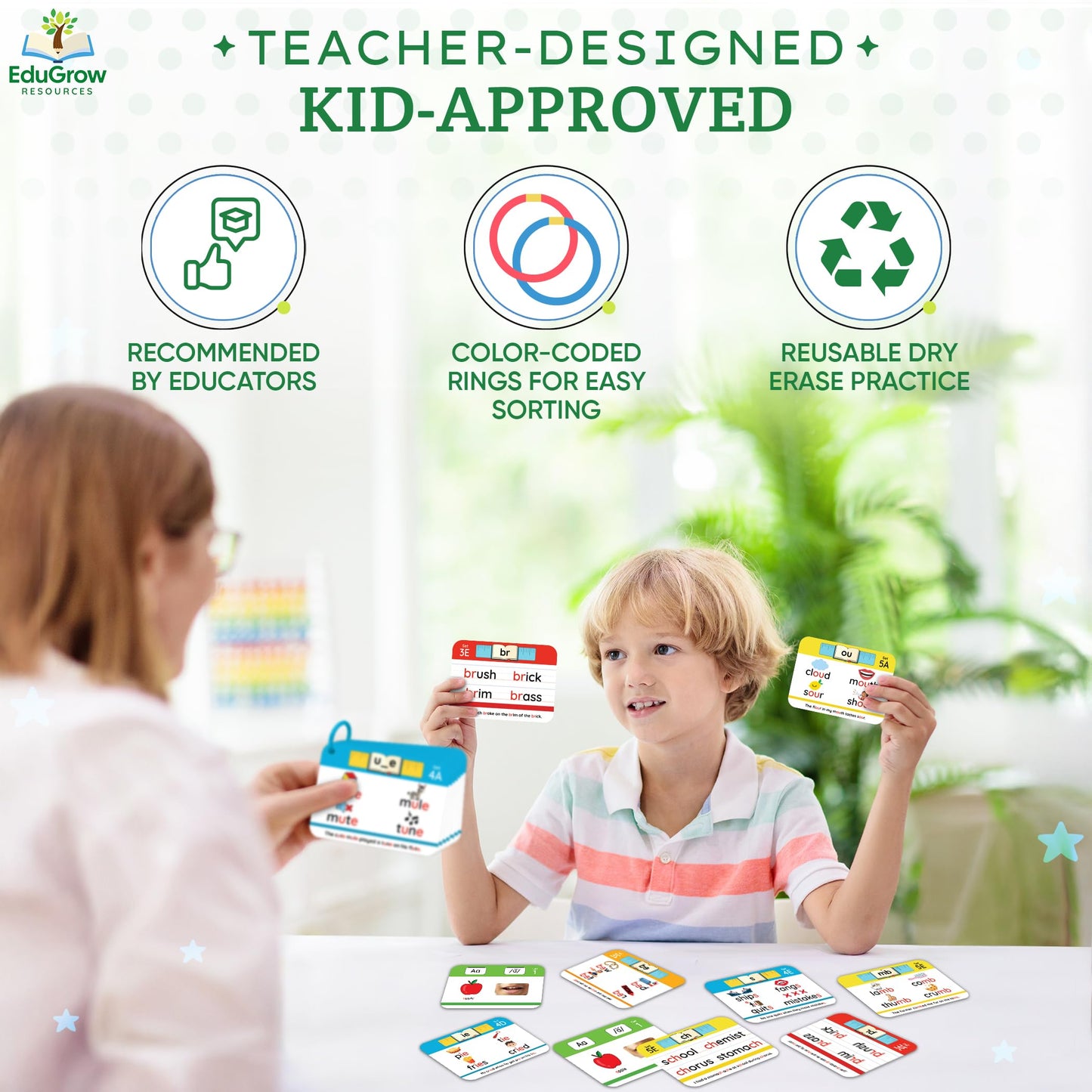 Phonogram Flash Cards - Phonics Flash Cards - Learn to Read - CVC Reading Flashcards for Kids Ages 5-8 - Phonics Games - Homeschool Preschool
