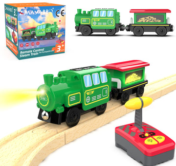Wooden Train Accessories Battery Operated Locomotive Train, Remote Control Train for Track Set, Powerful Engine Train Vehicles Fit All Major Brands