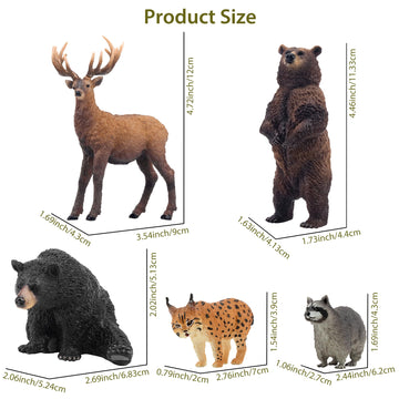 Toymany 12PCS North American Forest Animal Figurines, Realistic Jungle Zoo Animal Set Includes Moose,Cougar,Wolf,Bear,Eagle,Deer Educational Toy Cake