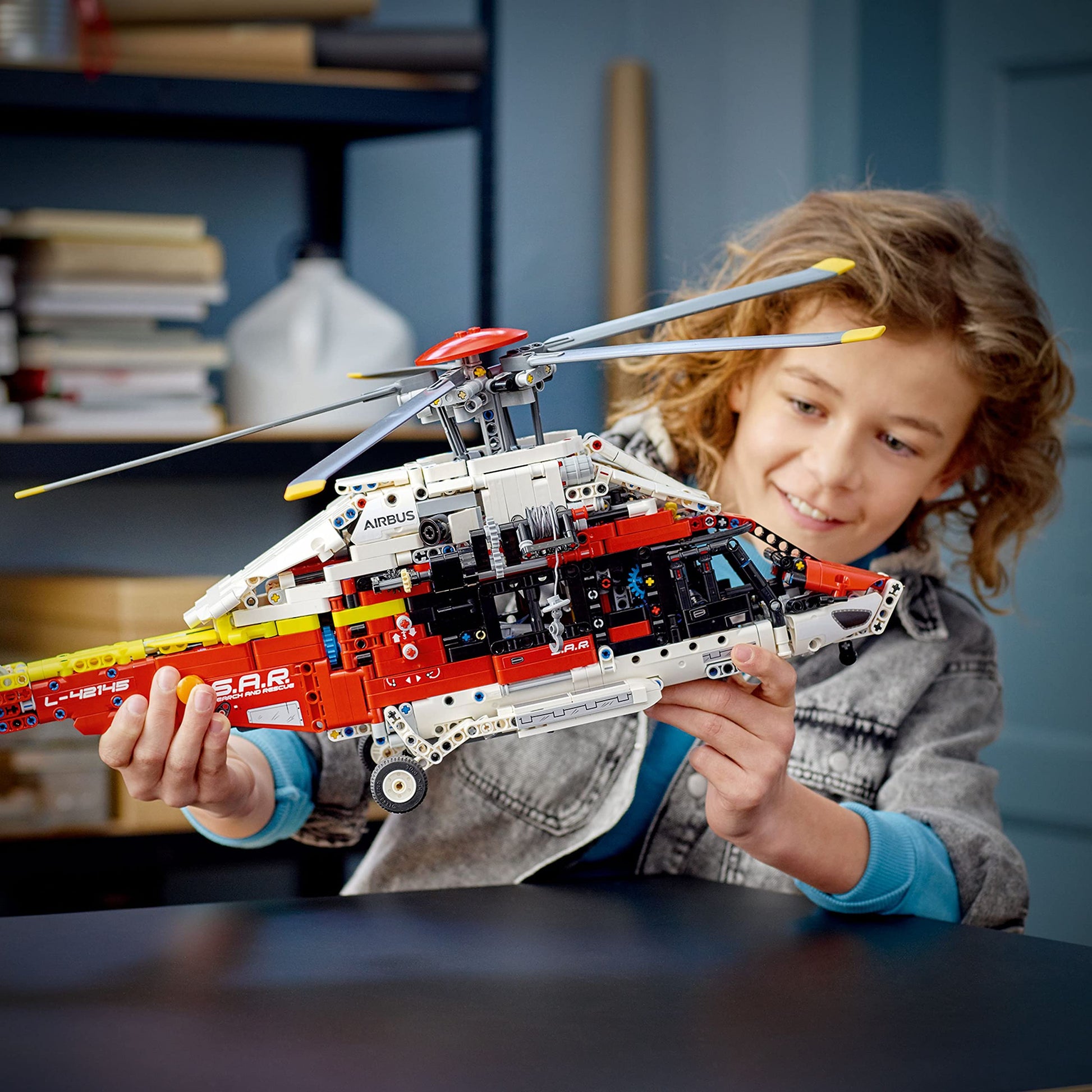 LEGO Technic Airbus H175 Rescue Helicopter 42145, Educational Model Building Set for Kids, with Spinning Rotors and Motorized Features, Construction