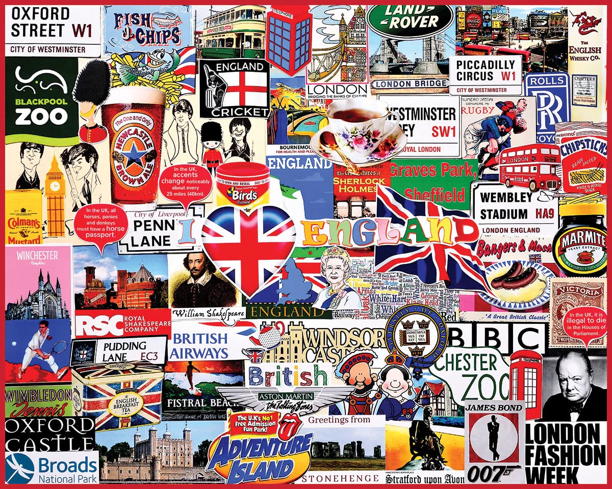 White Mountain 1000 Piece Jigsaw Puzzle British Landmarks, I Love England