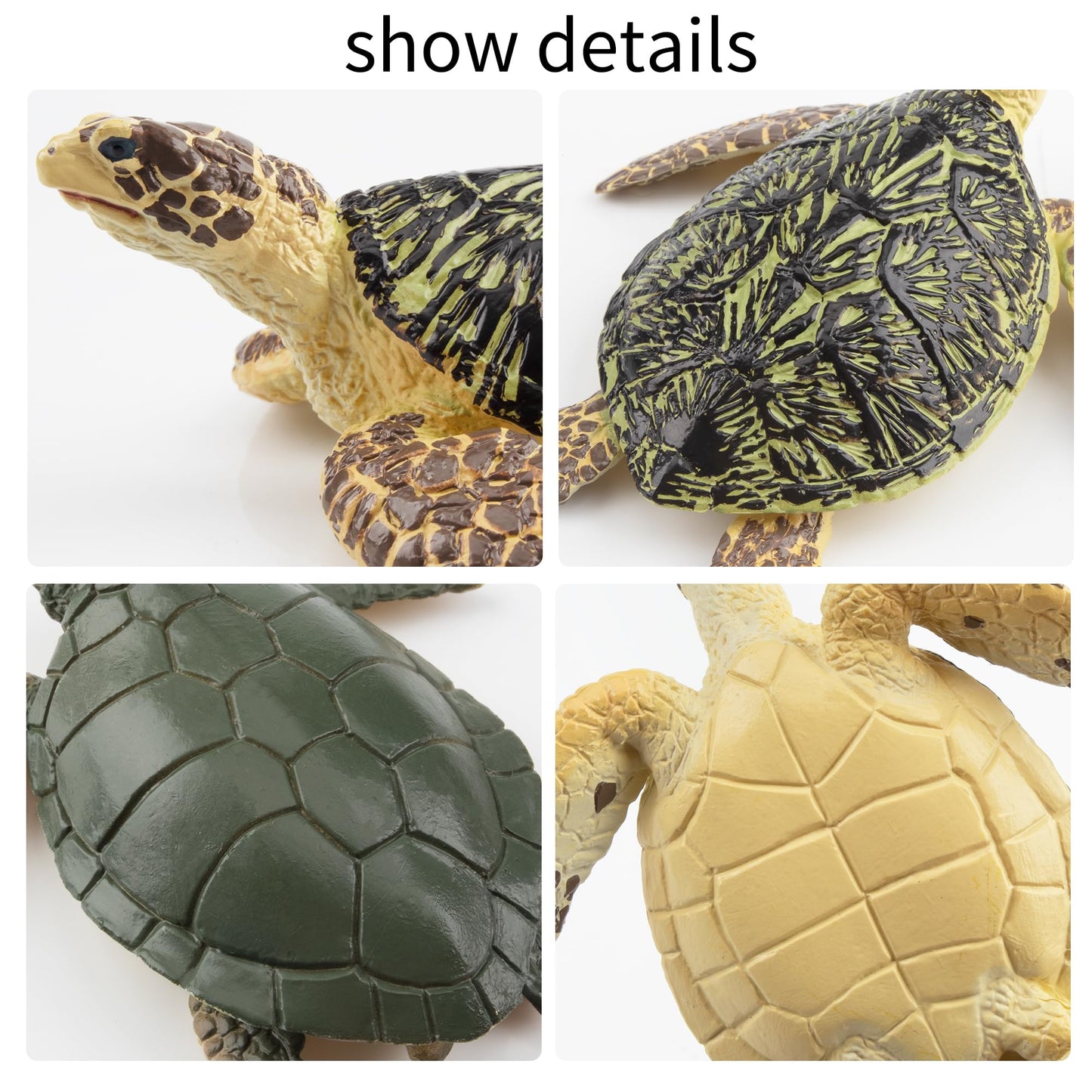 Toymany 6PCS Realistic Sea Turtle Figurines, Plastic Ocean Sea Animals Figures Set Includes of Turtles, Educational Toy Cake Toppers Christmas