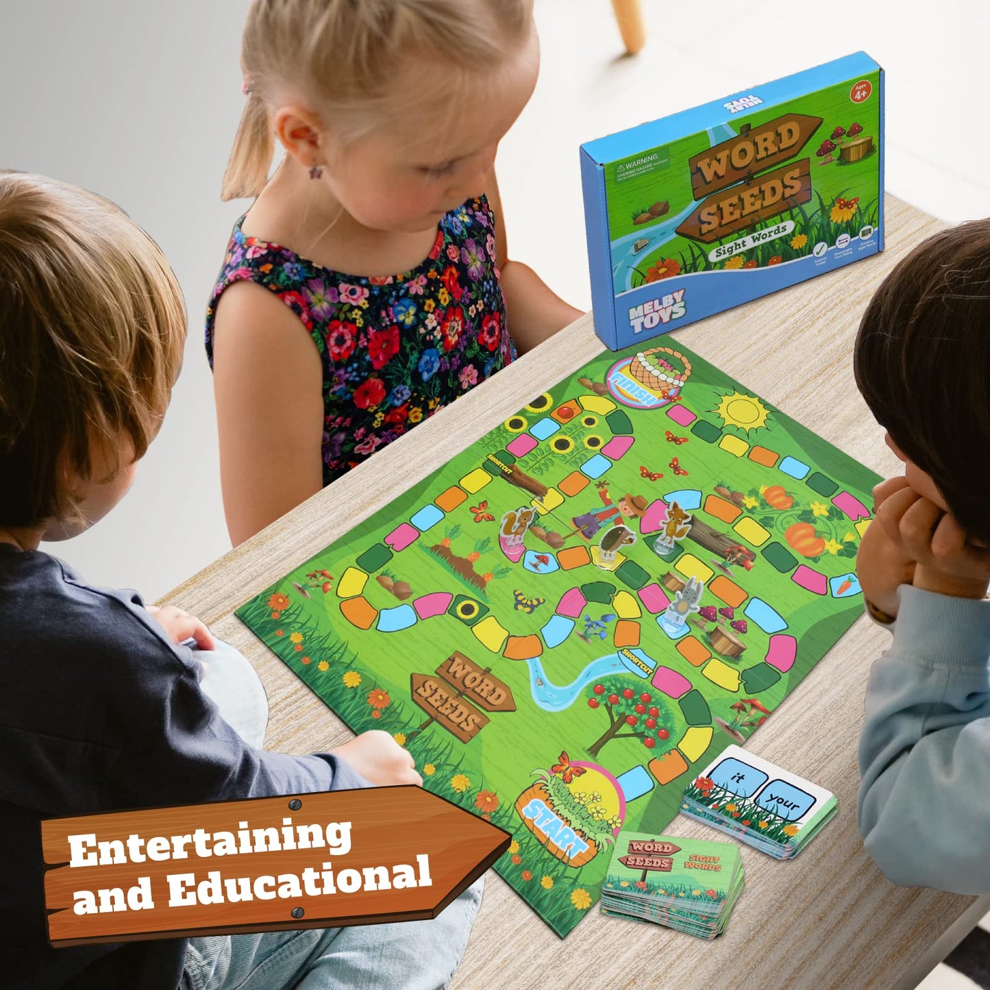 Melby Toys Word Seeds - CVC Sight Word Reading Games, Primary Phonics Flash Card Alternatives for Kids, Learning Activities/Resources and a Classroom