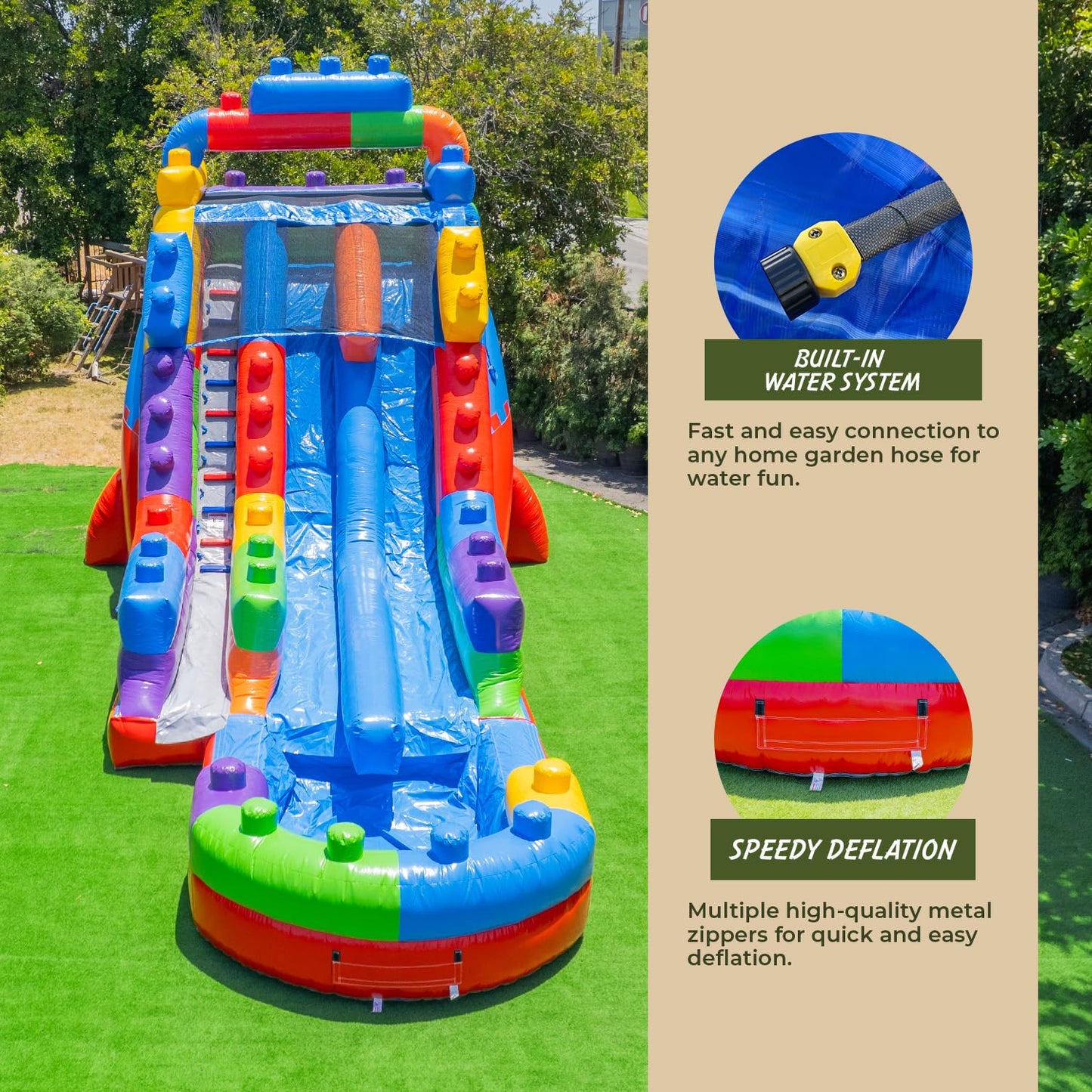 XJUMP 19ft Block Party Rental Grade 15oz PVC Dual Lane Water Slide Pool