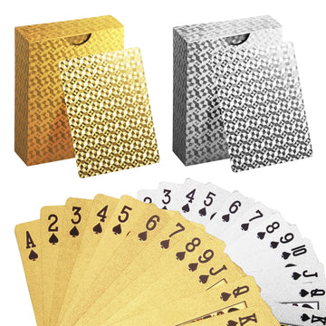 INTEGEAR 2 Decks of Playing Cards, Gold 3D Embossed Patterned Poker Cards Plastic PET Waterproof Playing Cards Luxury Magic Trick Game Tool Gift