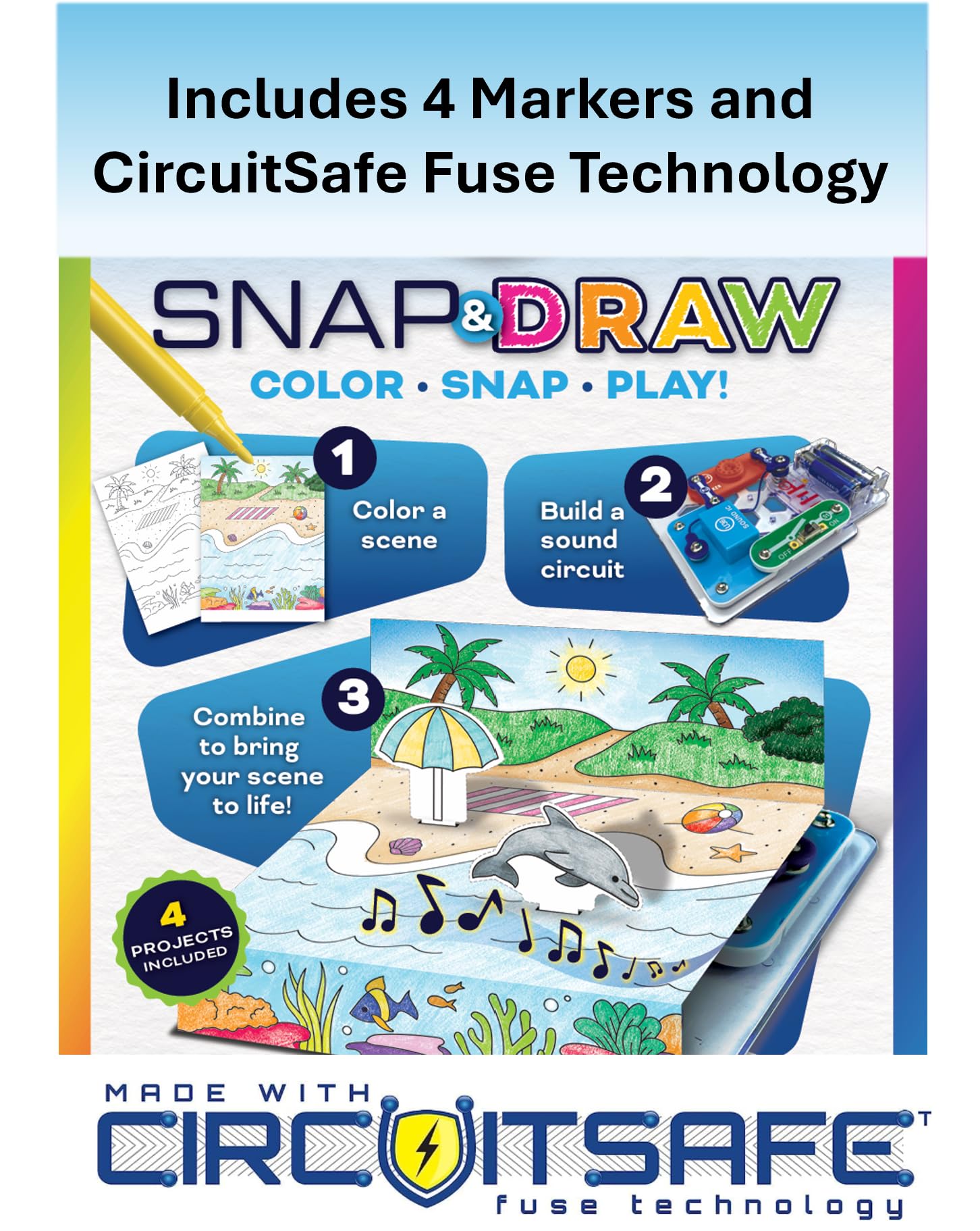 SNAP CIRCUITS Snap & Draw STEAM Toy for Boys and Girls | STEM Toy for Kids 4+ yrs | Art & Science Activity Kit | Building Kit