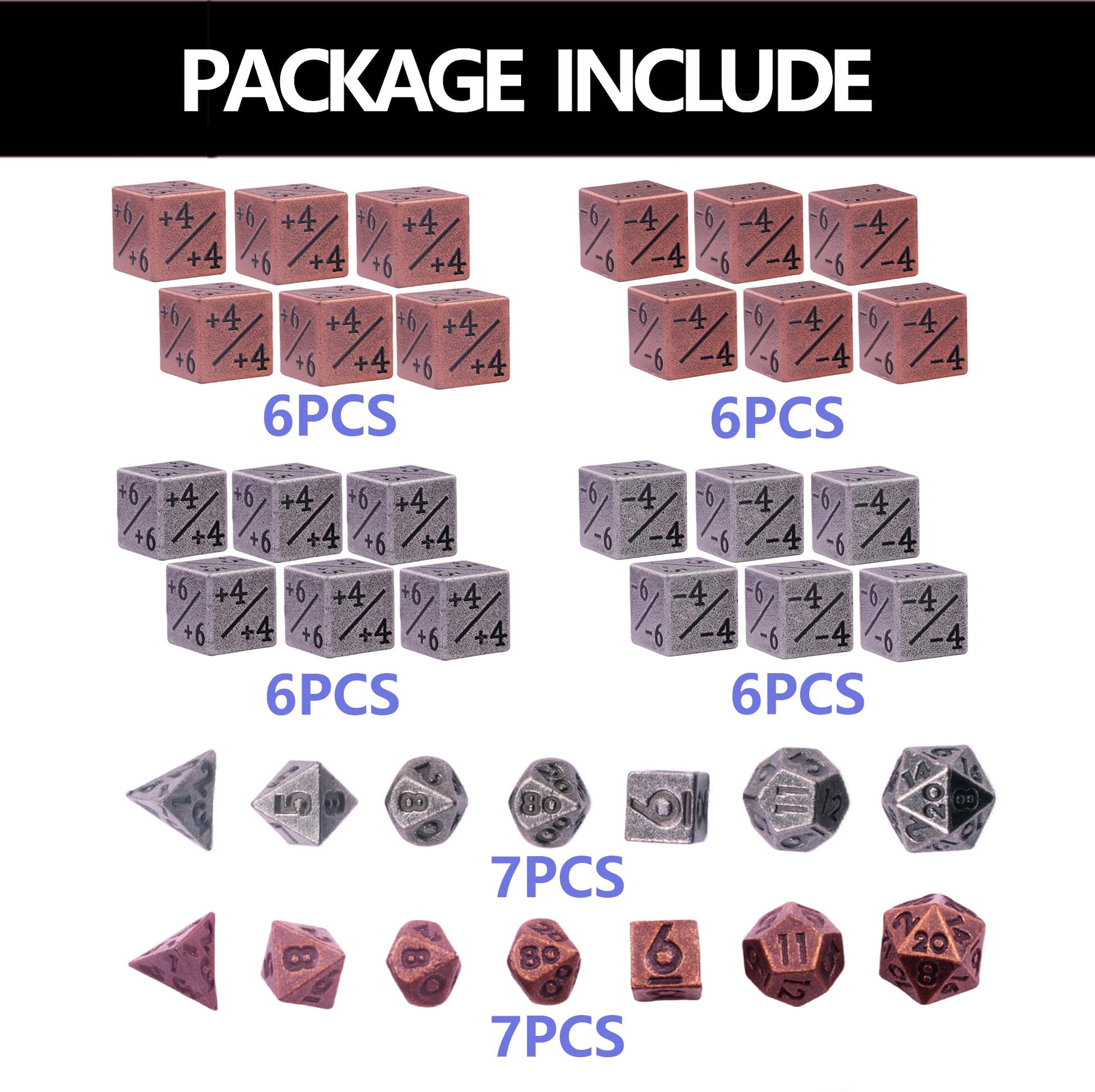MTG Dice Metal MTG Counter Dice Set, Counter 6-Sided Dices 24 Pieces, Plus 14 Pieces Dungeons and Dragons Dices Set Accessories Suitable for MTGs