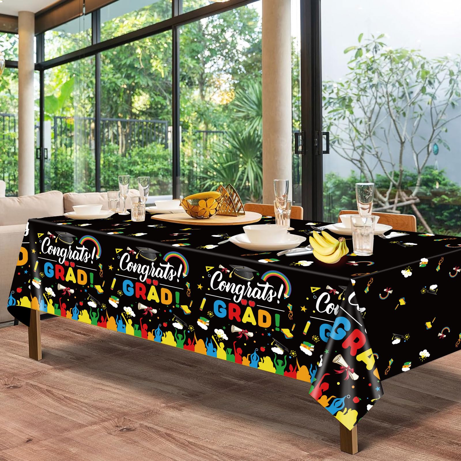 HigzYovn 3Pcs Kindergarten Graduation Tablecloth Class of 2026 Graduation Party Decorations Plastic Rectangular Disposable Tablecloth for Kindergarten