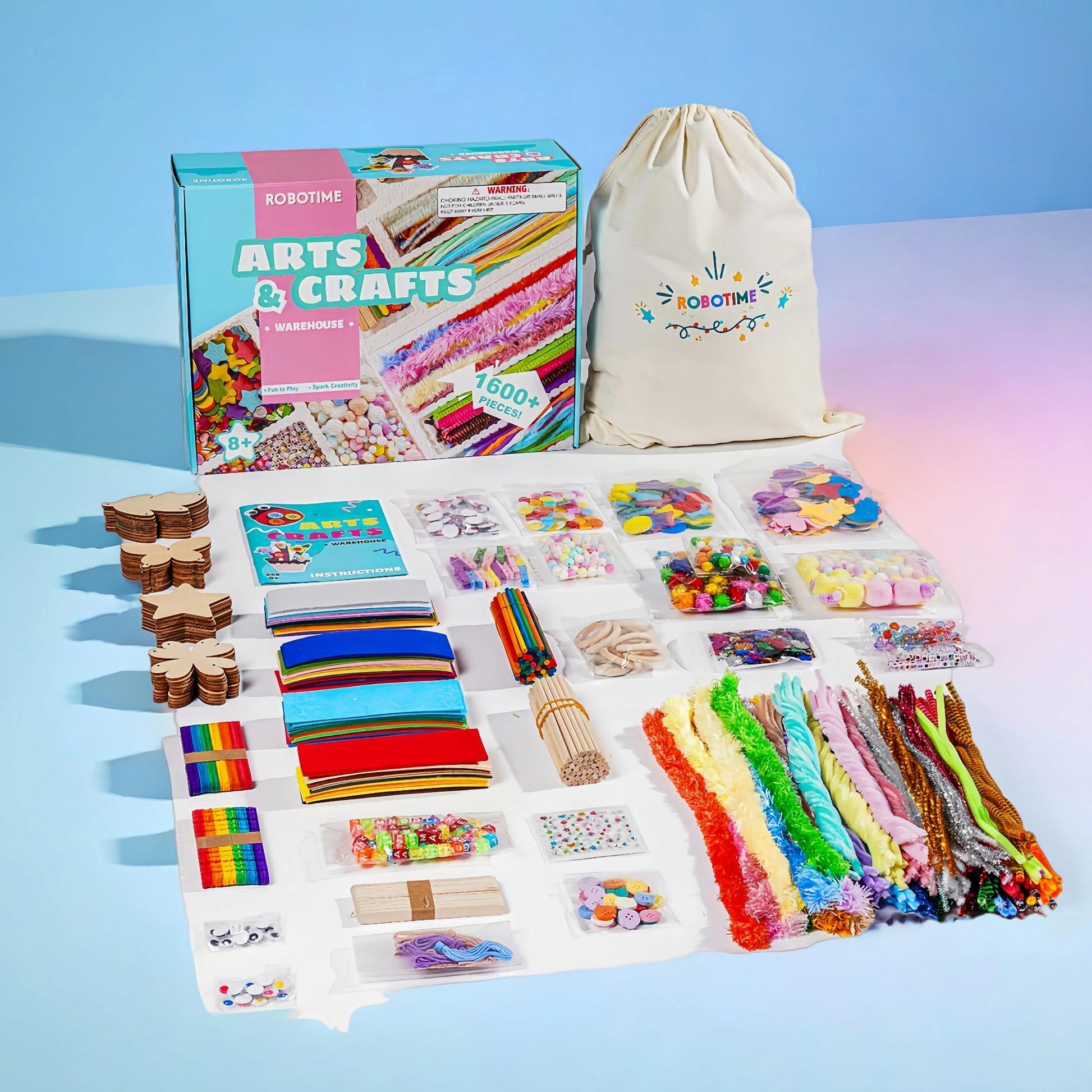 ROBOTIME Ultimate Craft Kit for Kids Ages 8-12 | Largest Pack | 1600+ Pieces Deluxe Arts and Crafts Supplies | Screen-Free Activities for Kids | Gift