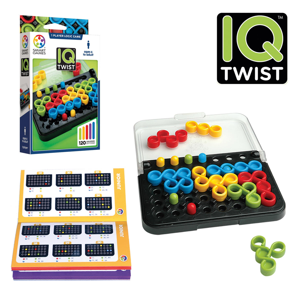 SmartGames IQ Twist, a Travel Game for Kids and Adults, a Cognitive Skill-Building Brain Game - Brain Teaser for Ages 6 & Up, 120 Challenges in