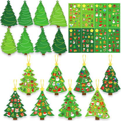 BCCSNNM 48 Pcs Christmas Tree Stickers Kit for Christmas DIY Hanging Art Ornaments Making Your Own Xmas Craft for Winter Holiday Party Classroom