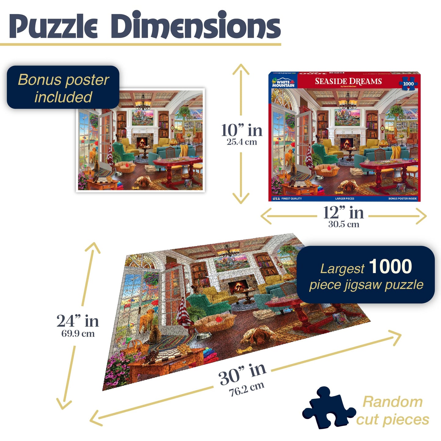 White Mountain 1000 Piece Jigsaw Puzzle Cozy Beach House, Seaside Dreams
