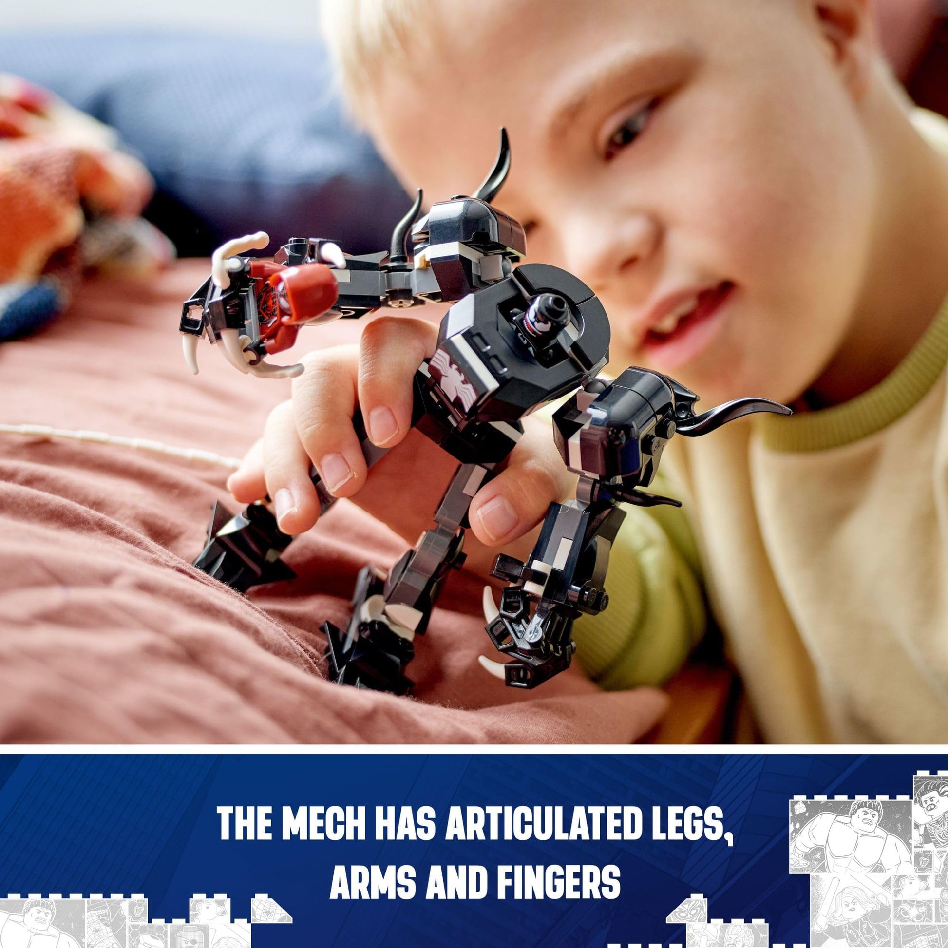 LEGO Marvel Venom Mech Armor vs. Miles Morales, Posable Action for Kids, Marvel Building Set with Minifigures, Travel Toy, Super Hero Battle Gift