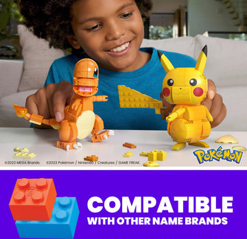 MEGA Pokémon Building Toys Set Kanto Region Trio with 529 Pieces and 3 Poseable Characters, 4 Inches Tall, for Kids