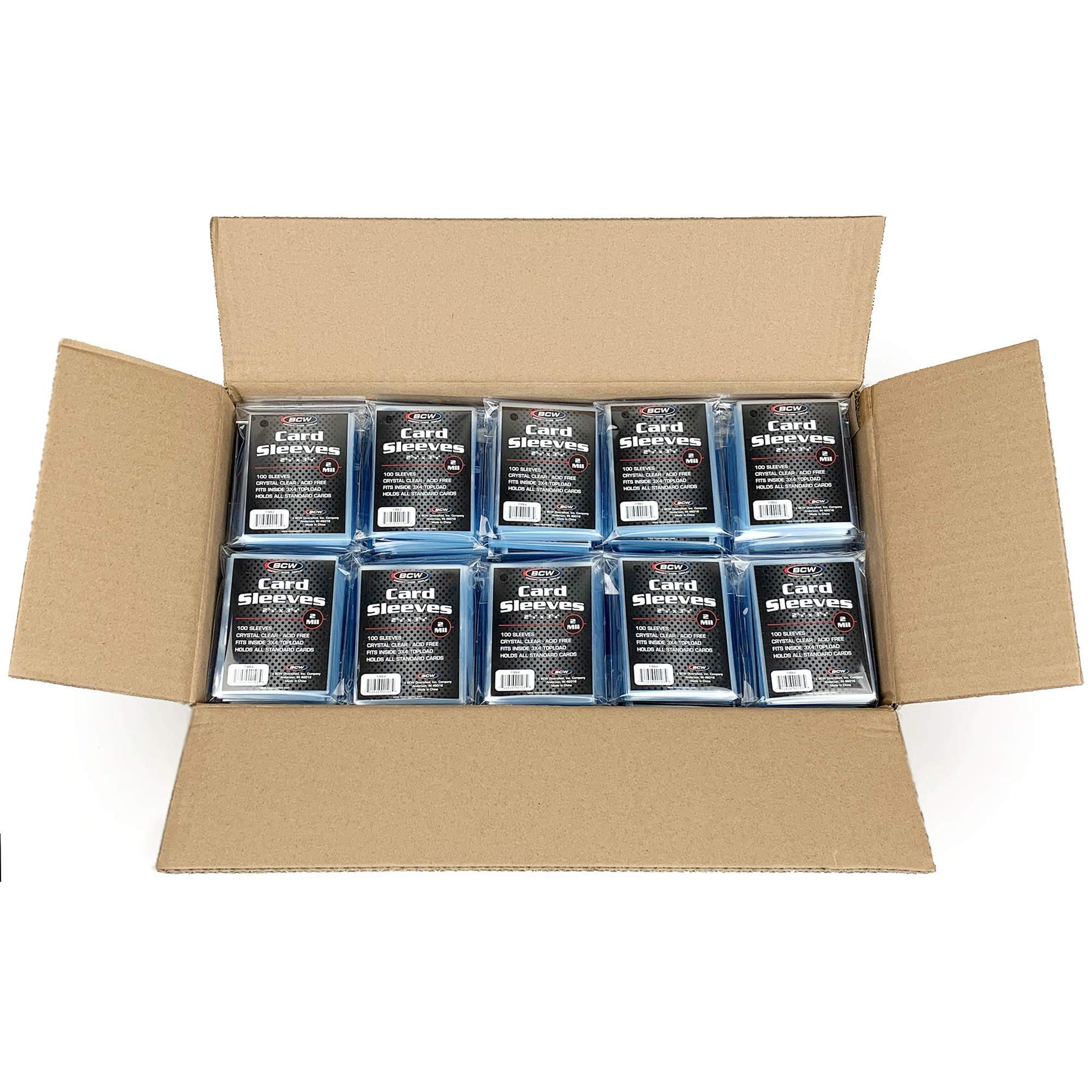 BCW Standard Card Sleeves - 2-5/8" x 3-5/8" - 100 Packs (10,000ct Total) | Crystal Clear Acid-Free, Toploader | Trading Card Sleeves for Baseball
