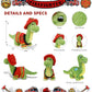 DolliBu Green Dinosaur Firefighter Stuffed Animal with Name Personalization - Super Soft Dinosaur with Red Fireman Costume Outfit and Fireman Hat