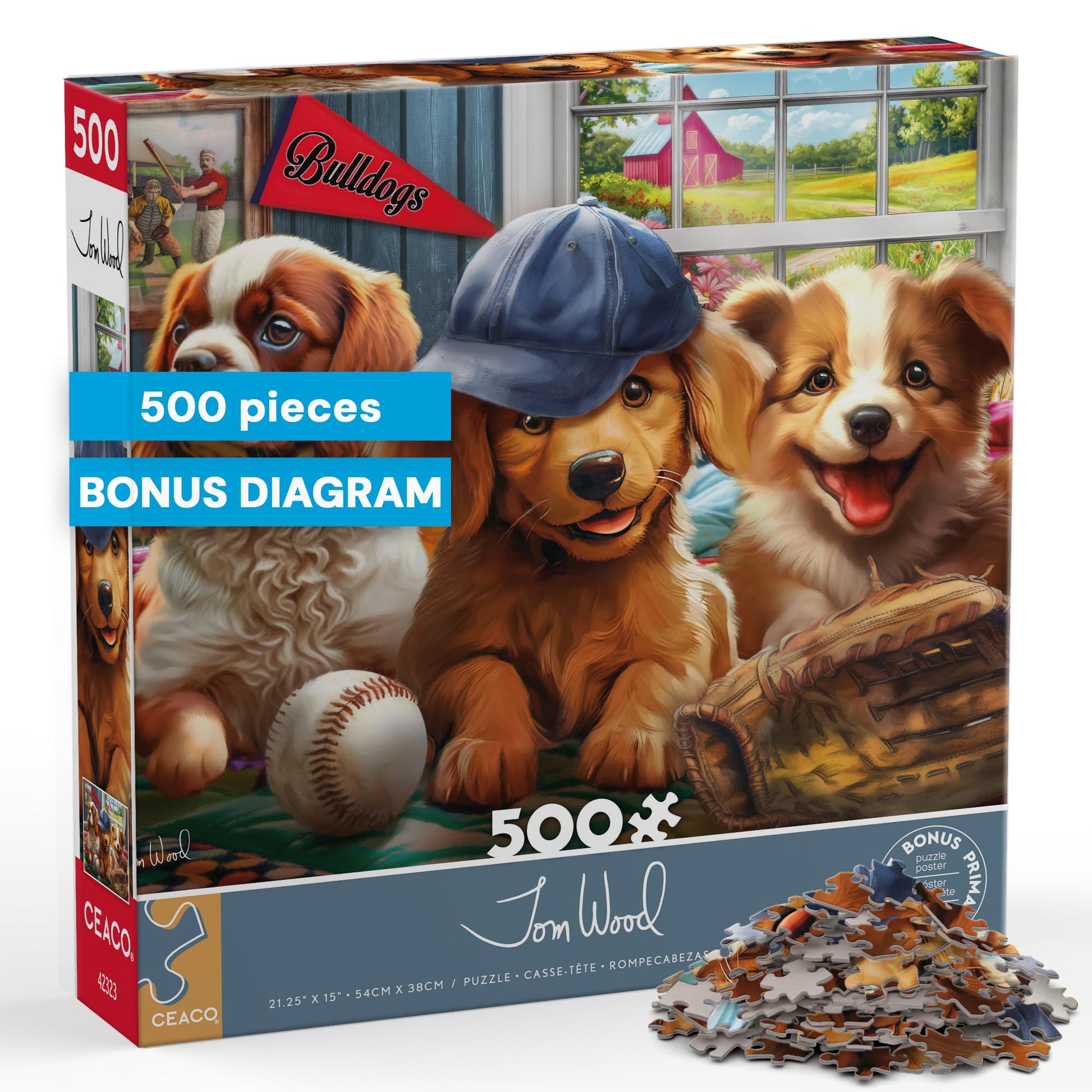 Ceaco - Puppy Players - 500 Large Piece Jigsaw Puzzle for Adults