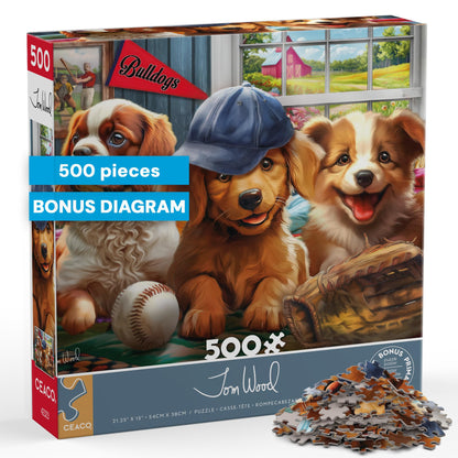 Ceaco - Puppy Players - 500 Large Piece Jigsaw Puzzle for Adults