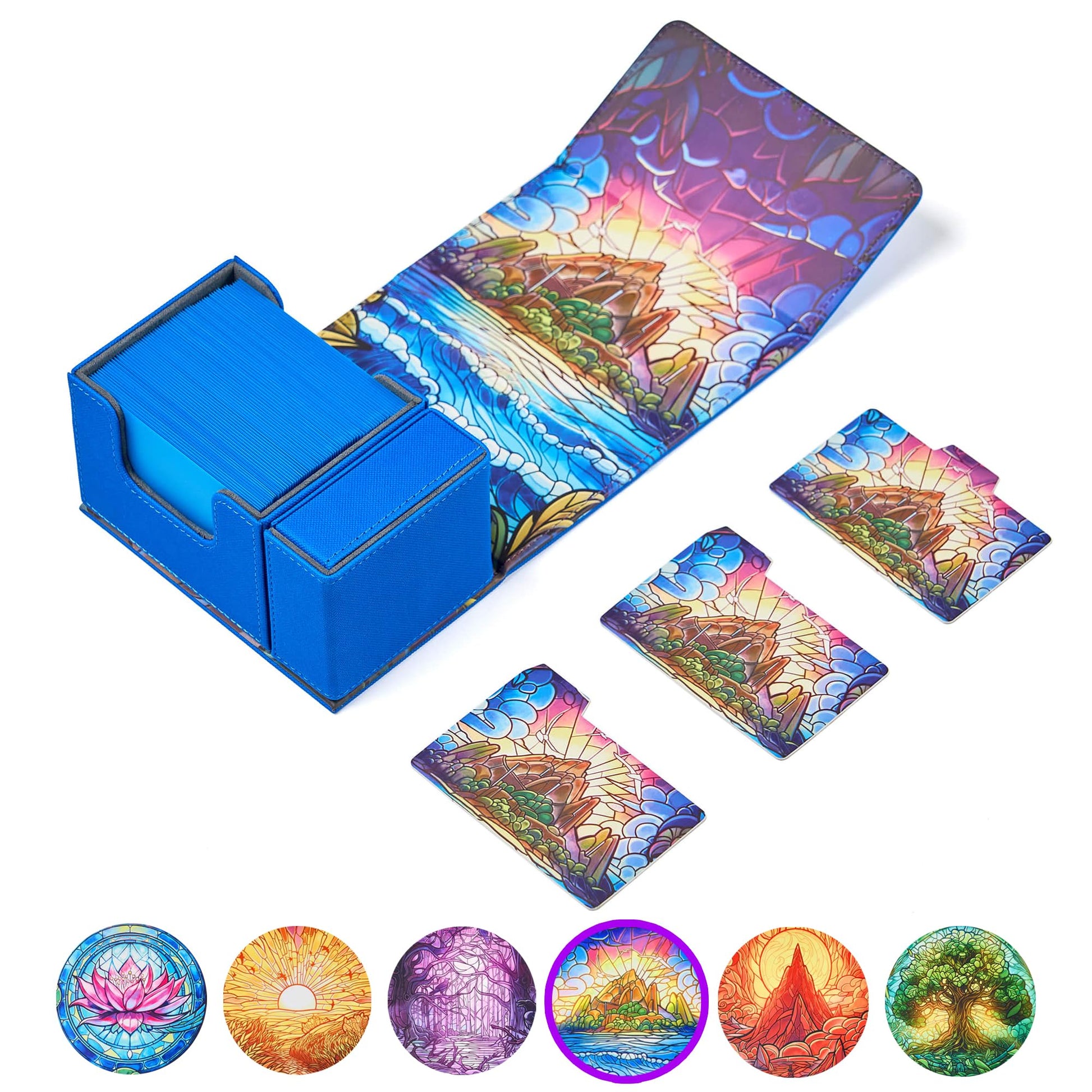 Arcane Fortress Card Deck Box For MTG Commander, Fits 100 Double-Sleeved Cards, Premium Leather, TCG Deck Box For Magic EDH, Magnetic Case with 3