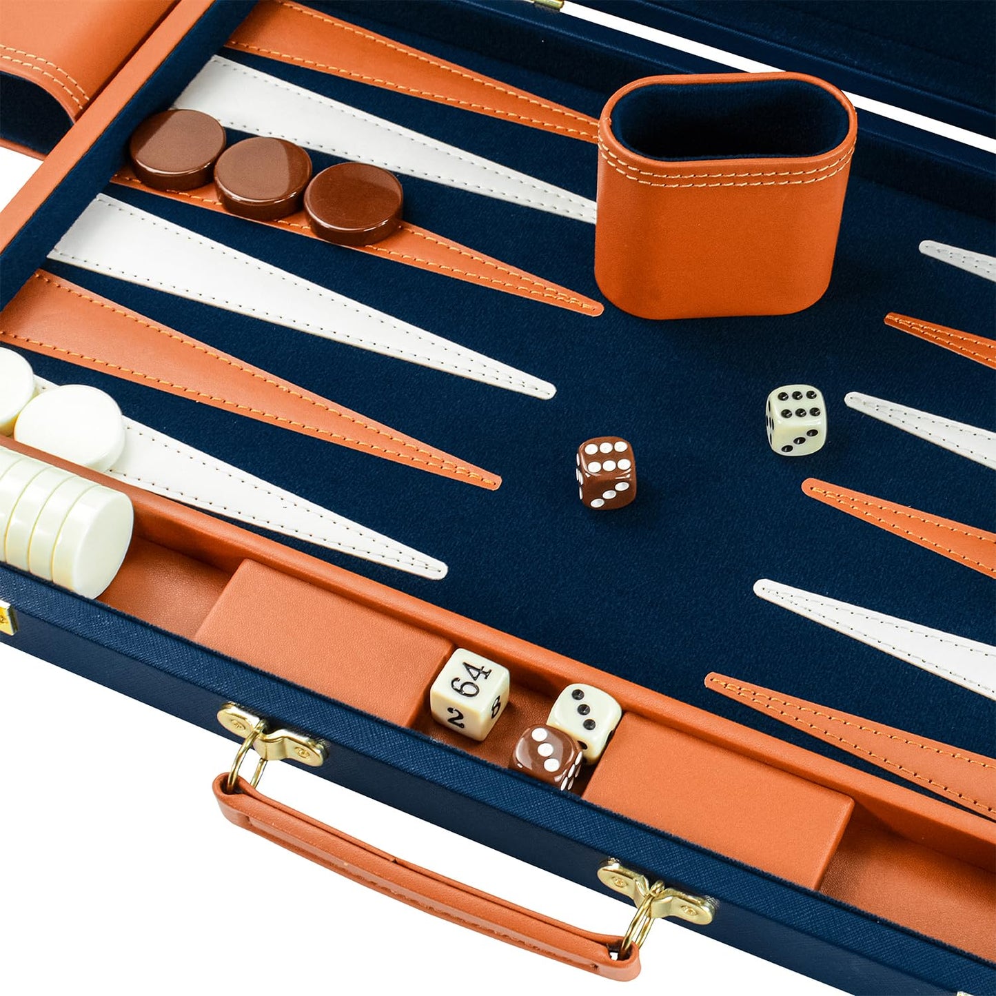 Premium Backgammon Sets for Adults, 17.5 Inch Large Backgammon Board Games, Portable PU Leather Travel Backgammon Set - Classic Board Strategy Game
