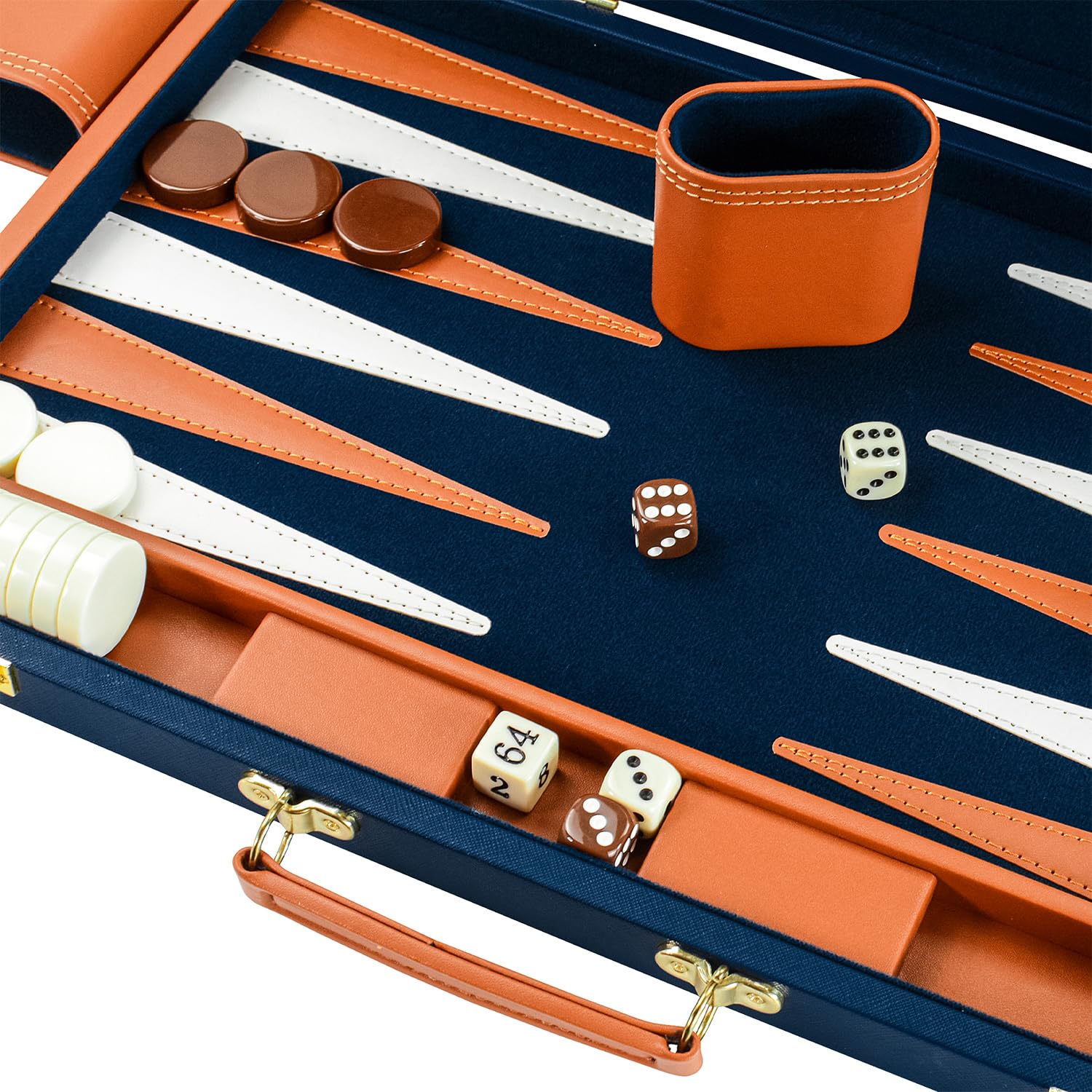 Premium Backgammon Sets for Adults, 17.5 Inch Large Backgammon Board Games, Portable PU Leather Travel Backgammon Set - Classic Board Strategy Game
