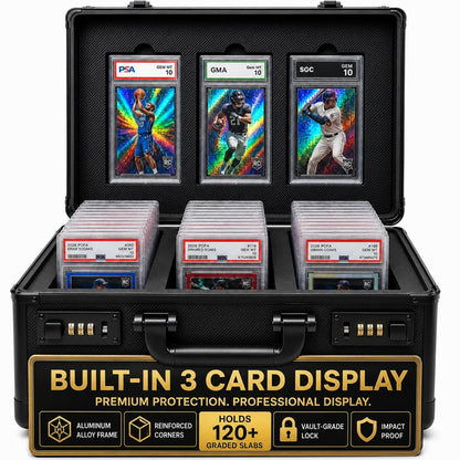 Poshy Graded Card Case - Durable PSA Slab Case with Combination Lock - 3 Row Graded Card Storage Box with 6 Foam Inserts - Compatible with PSA, GMA