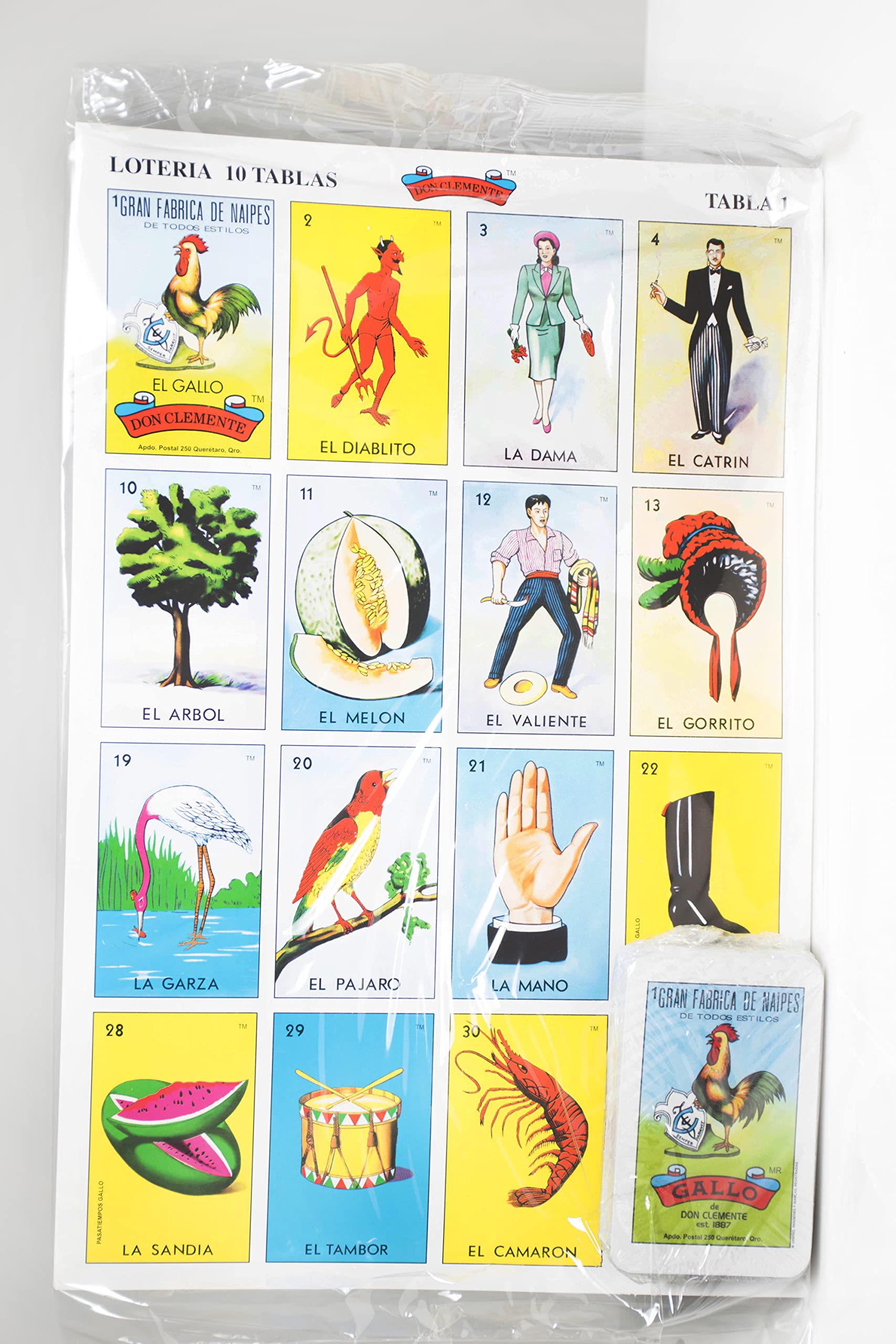 Don Clemente Mexican Jumbo Loteria Set, Deck of Cards Fun and Educational, 10 Large Boards