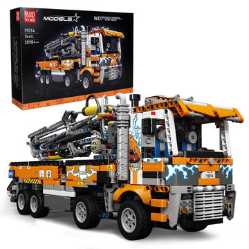 Mould King Concrete Pump Truck Building Set for Kids Ages 14+, Terrain Tow Truck Model Toys (2,098Pieces)