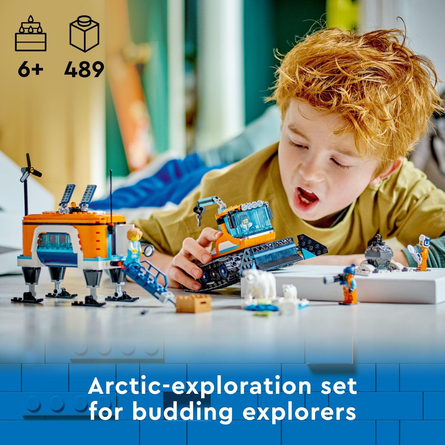 LEGO City Exploration Arctic Explorer Truck and Mobile Lab 60378 Building Set for Ages 6+ with a Tracked Vehicle, Laboratory on Skis, Meteorite, Snow