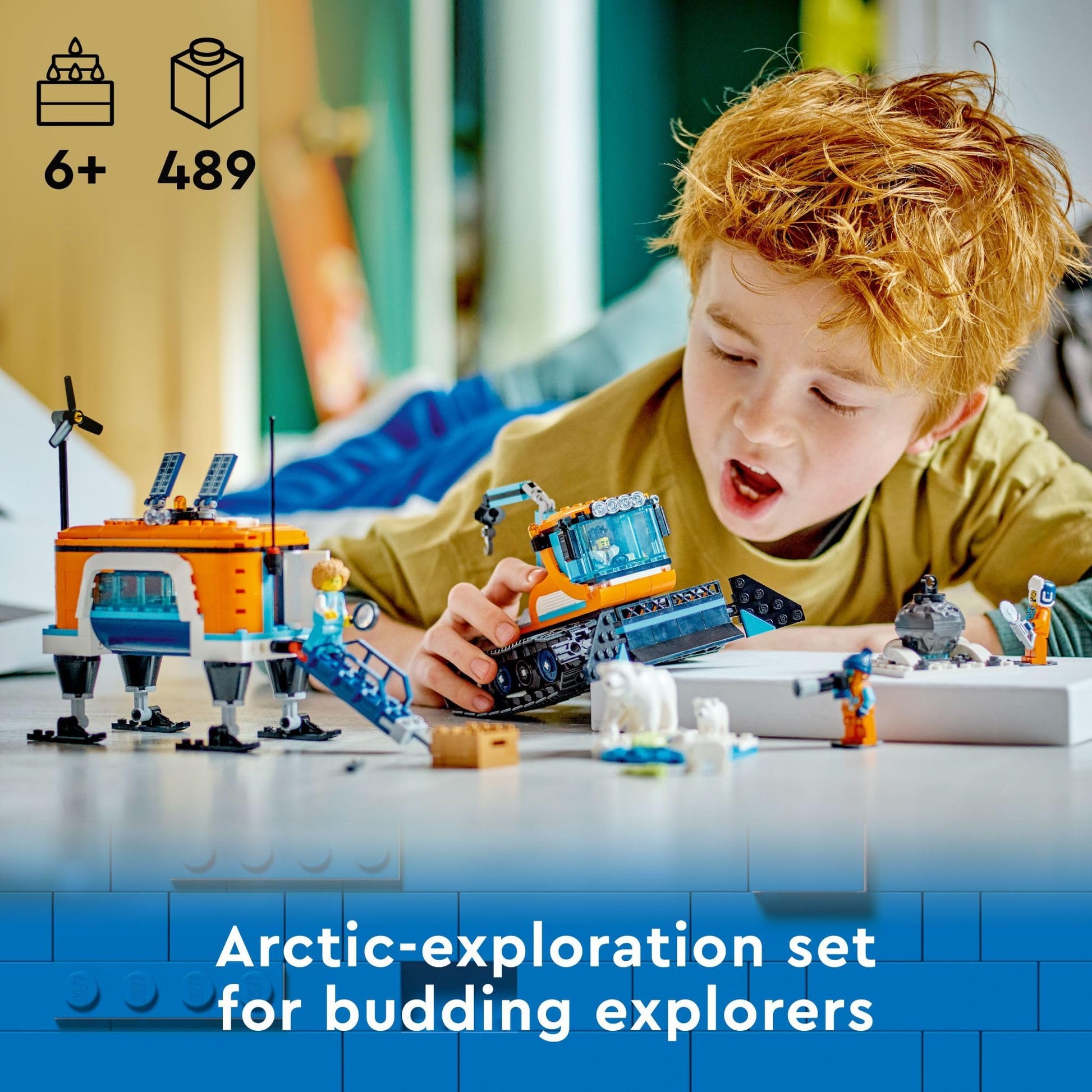 LEGO City Exploration Arctic Explorer Truck and Mobile Lab 60378 Building Set for Ages 6+ with a Tracked Vehicle, Laboratory on Skis, Meteorite, Snow