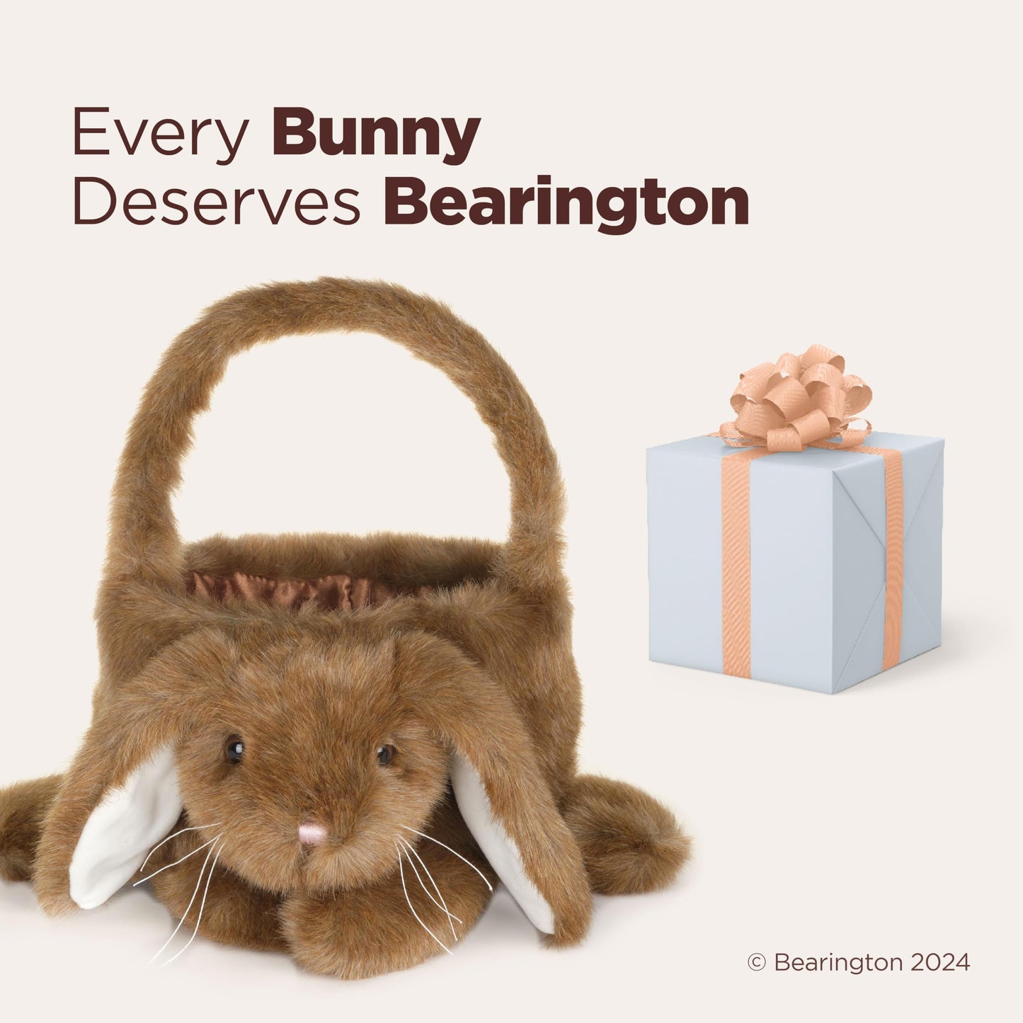 Bearington Brown Bunny Rabbit The Plush Easter Basket Bunny, 12 x 13 Inch Bunny Basket