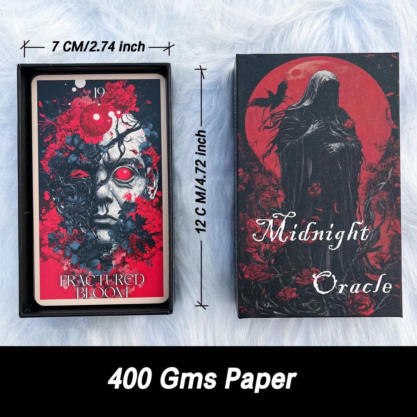 Midnight Oracle Cards, 50 Gothic Dark Fantasy Cards with Comprehensive Guide Book, Front and Back Meanings, Reflection Tips, Self Discovery Oracle