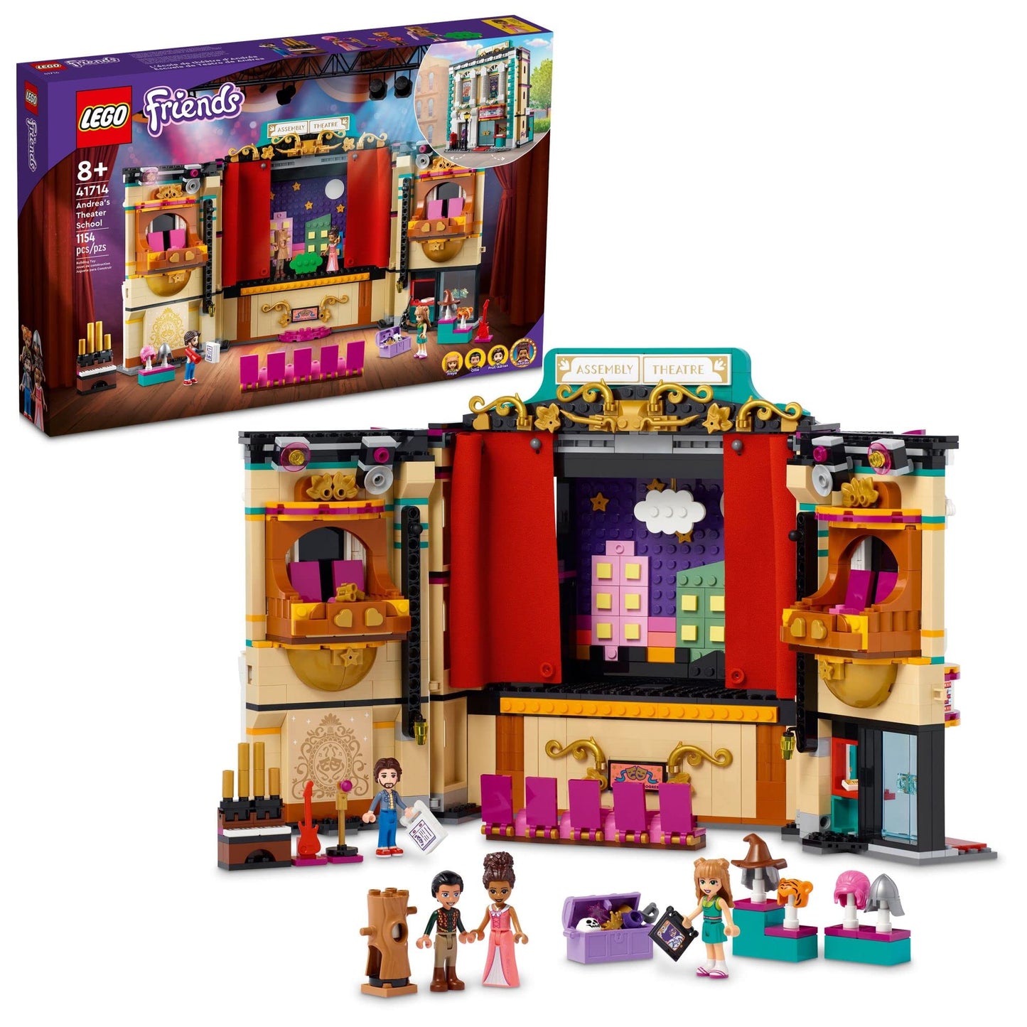 LEGO Friends Andrea's Theater School Playset, 41714 Creative Pretend Play Theater Toy, Gift Idea for Kids Girls Boys 8+ Years Old, Theater with