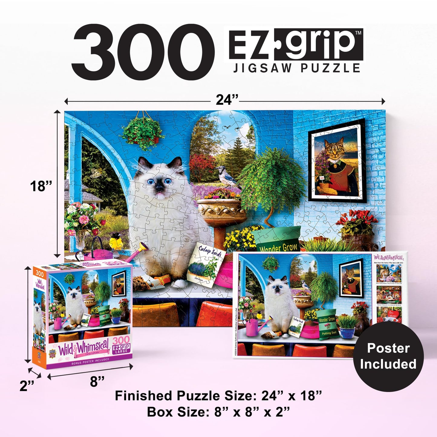 Masterpieces 300 Piece EZ Grip Jigsaw Puzzle - Catnip Cultivator - 18"x24"