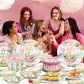 168pcs Classic Winnie Bear Baby Shower Paper Plates Napkin Party Supplies Girl Baby Shower Decorations Disposable Cutlery Tableware Set Serve 24