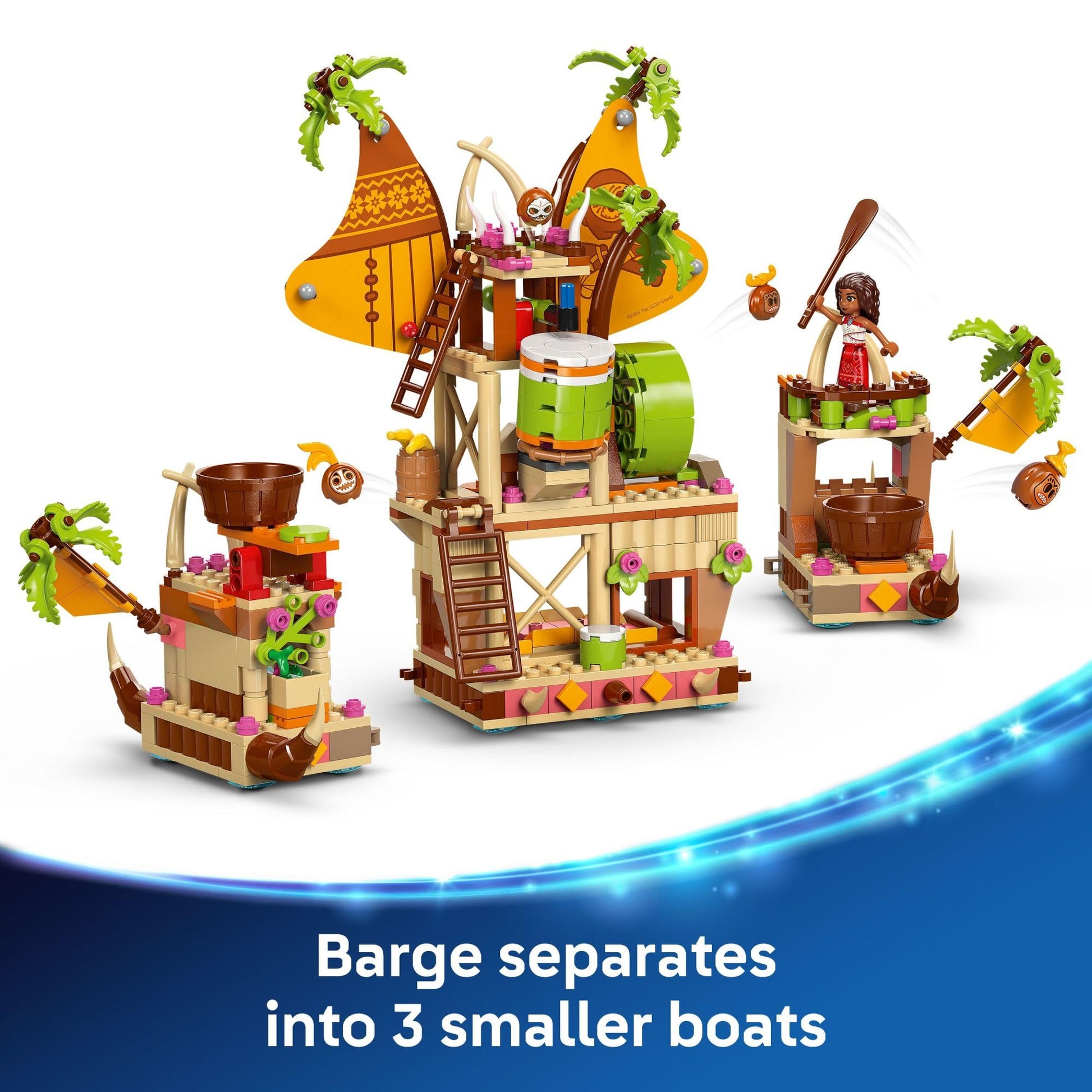 LEGO Disney Moana 2 Kakamora Barge Kids Toy - Pretend Play Building Set for Boys and Girls, Ages 7+ - 9 Characters, Including Moana, Maui, Kotu,