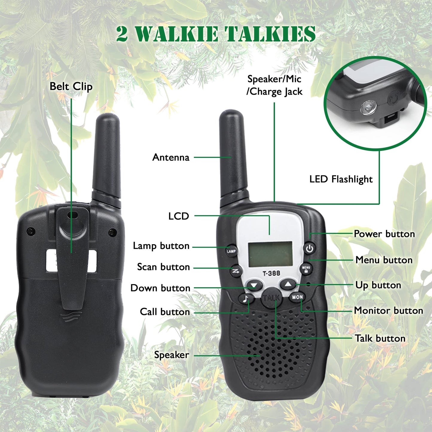 Ezzo Outdoor Adventure Kit for Kids - Walkie-Talkies & Pretend Play Gear - Camouflage Camping, Safari, Hunting Set - Backyard Explorer Toys for Boys