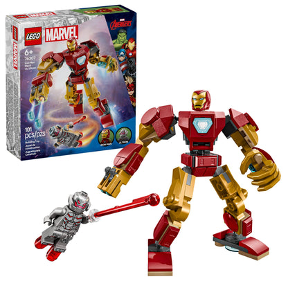 LEGO Marvel Iron Man Mech vs. Ultron Building Toy Set - for Kids, Boys and Girls, Ages 6+ - Buildable Action Figure - Superhero Gift for Birthday -