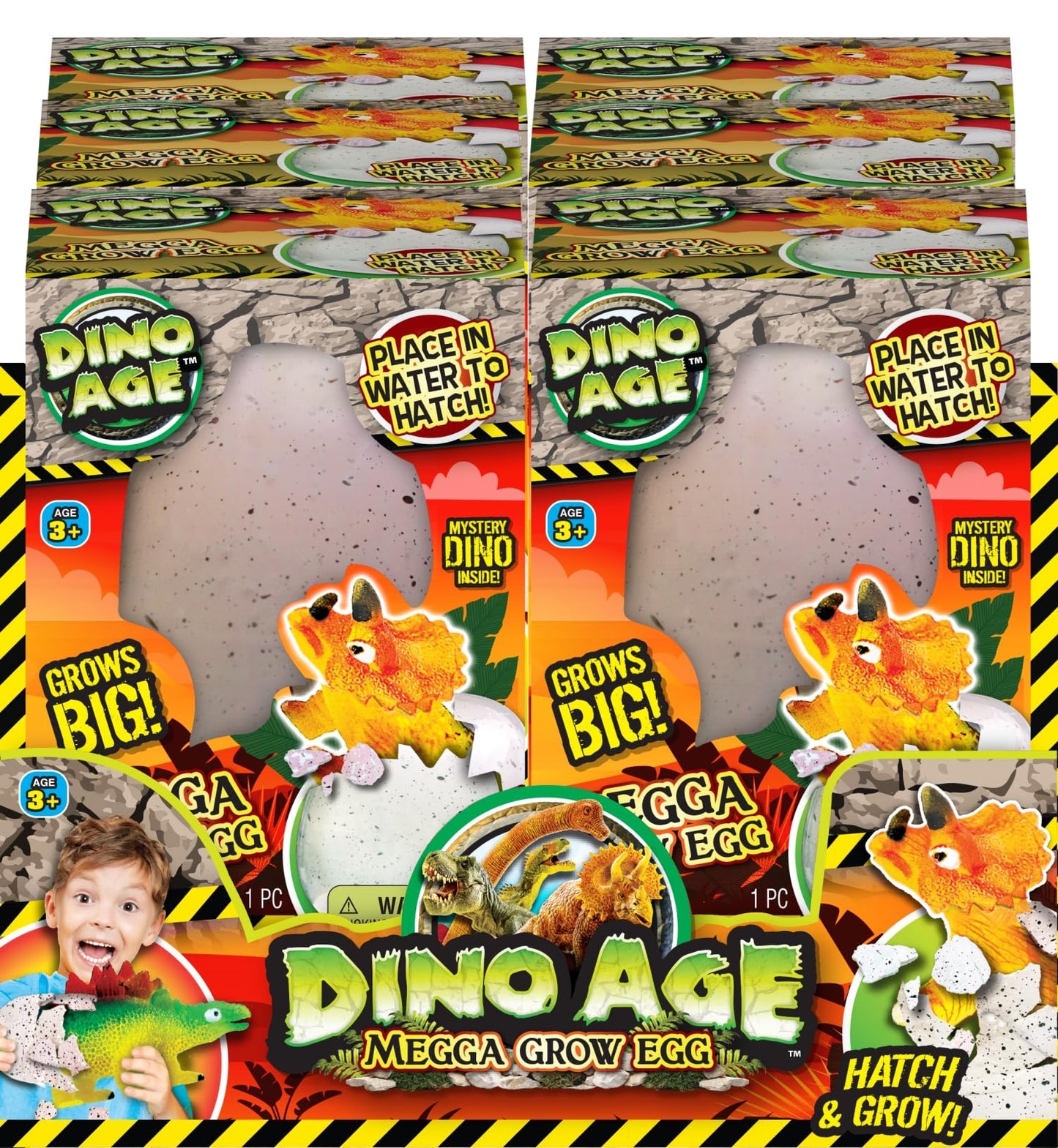 JA-RU Dino Age Giant Hatching Dinosaur Eggs - Water Growing Toys for Kids (6 Eggs Assorted) Educational Science Toys, Dinosaur Party Favors & Goodie
