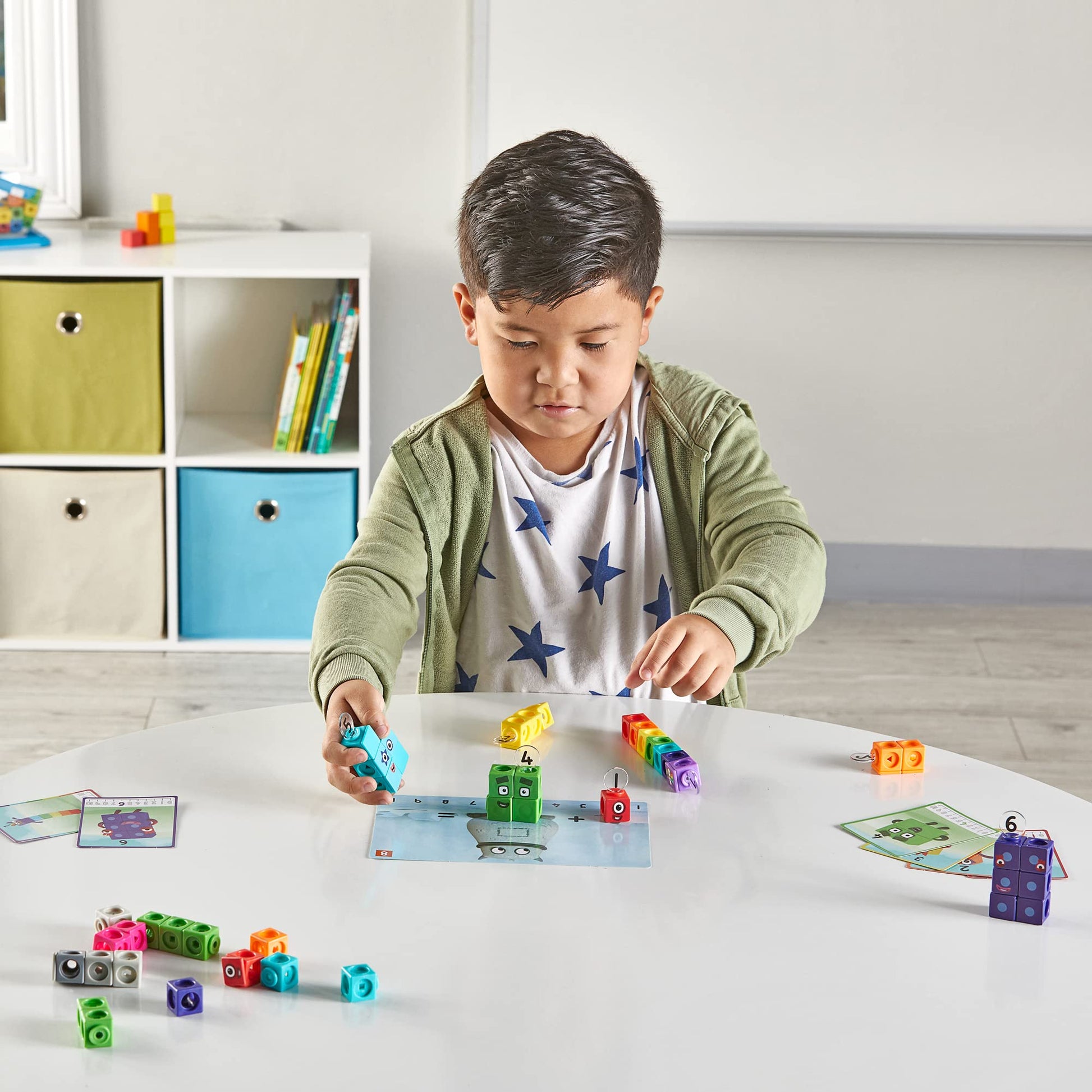 hand2mind MathLink Cubes Numberblocks 1-10 Activity Set, 30 Preschool Learning Activities, Counting Blocks, Linking Cubes, Educational Toys for Kids