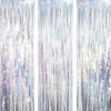 VIEBOUTI 3 Pack Silver Tinsel Fringe Backdrop Curtain, Silver Foil Streamer for Party Decor, Birthday, Wedding, Graduation, Christmas, Holiday Party