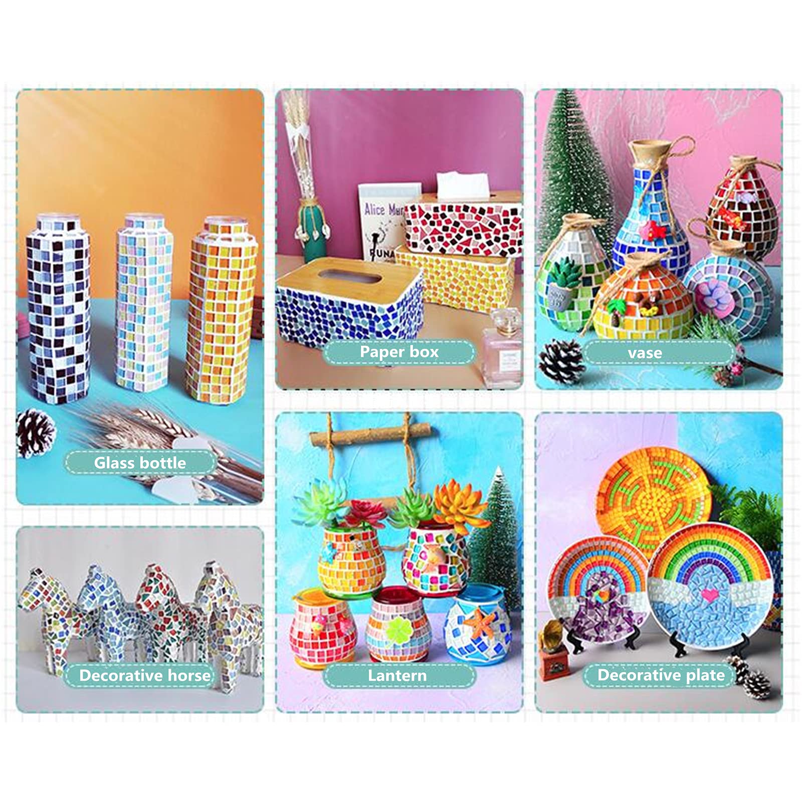 500g Mixed Color Irregular Crystal Mosaic Tiles,Tiny Mosaic Tile DIY Hobbies Children Handmade Crystal Craft for Craft Bathroom Kitchen Home