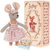 LEVLOVS Mouse Stuffed Animal Doll Croissant Lover, Floral Pink Dress, Croissant Lover Theme, Made with Love, Includes Gift Box